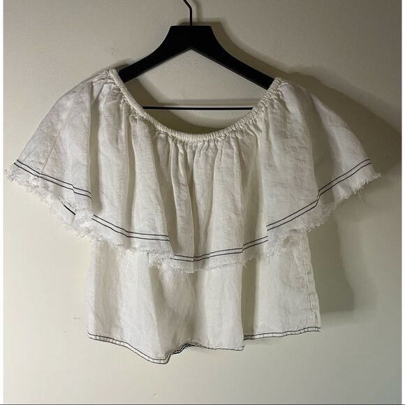Zara Woman White Off The Shoulder Linen Top Size XS - Picture 4 of 8